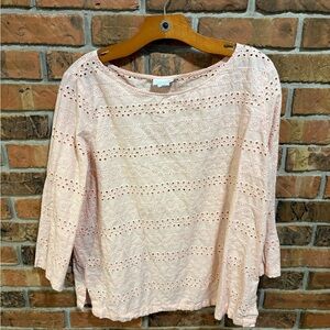 Liz Claiborne Light Pink Eyelet Blouse